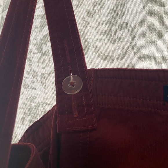 Abercrombie & Fitch Corduroy Button Front Holiday Boho Overall Mini Dress Red L - Picture 7 of 10